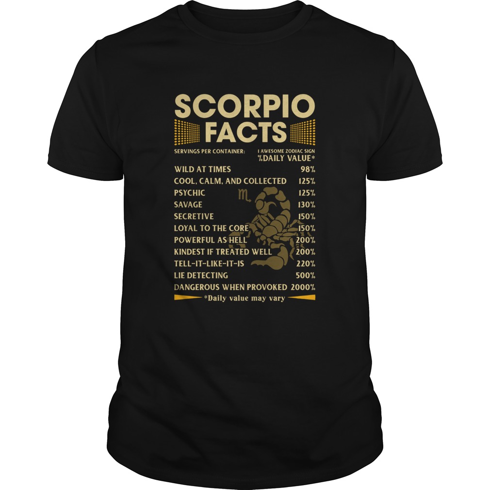 Scorpio Facts Serving per container Daily Value shirt Scorpio Facts Serving per container Daily Value shirt