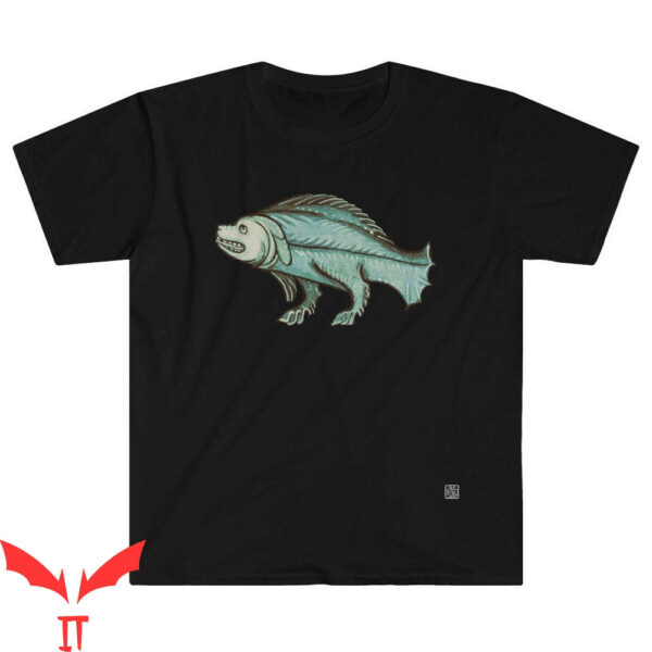 Sea Dog T-Shirt Faced Fish Antique Vintage Manuscript Art