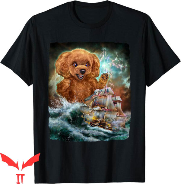 Sea Dog T-Shirt Monster Poodle Dog As Kraken Attack