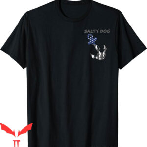 Sea Dog T-Shirt Salty Dog Blue And Grey American Flag Anchor