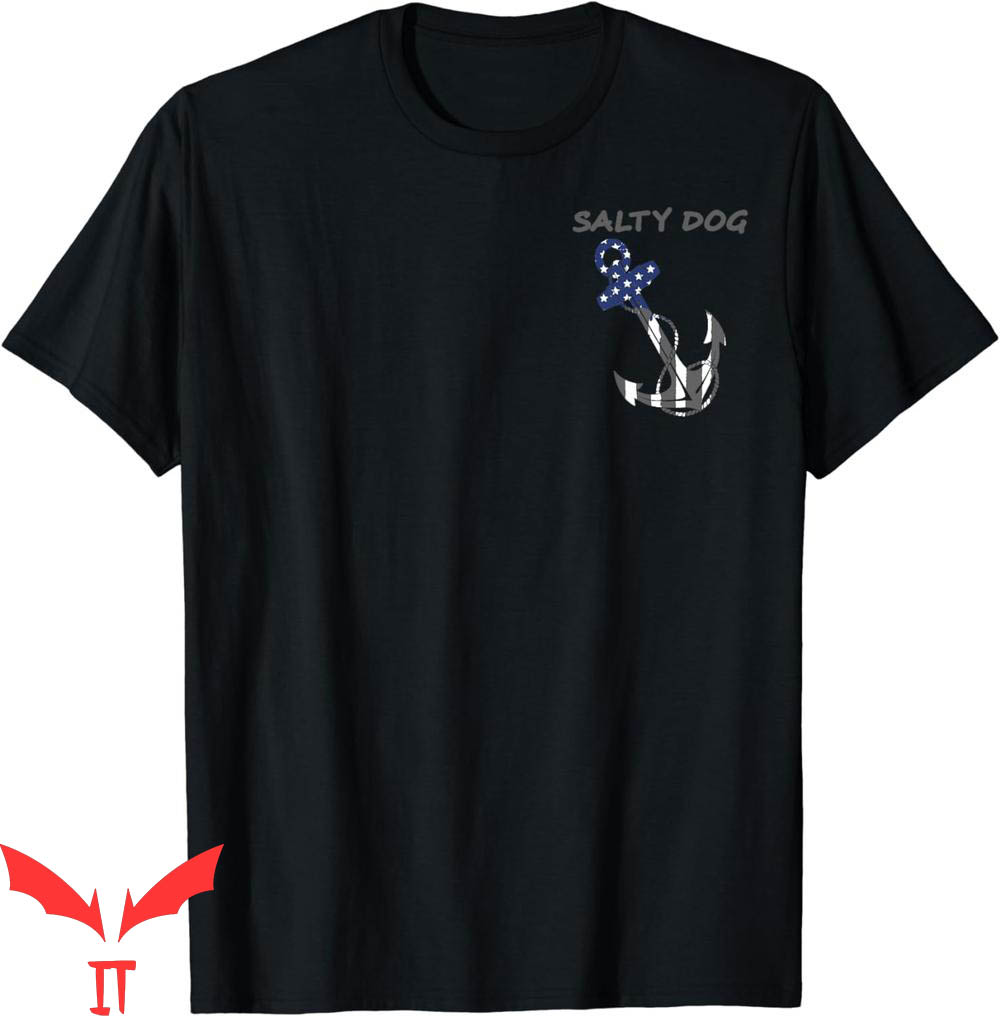 Sea Dog T-Shirt Salty Dog Blue And Grey American Flag Anchor Sea Dog T-Shirt Salty Dog Blue And Grey American Flag Anchor