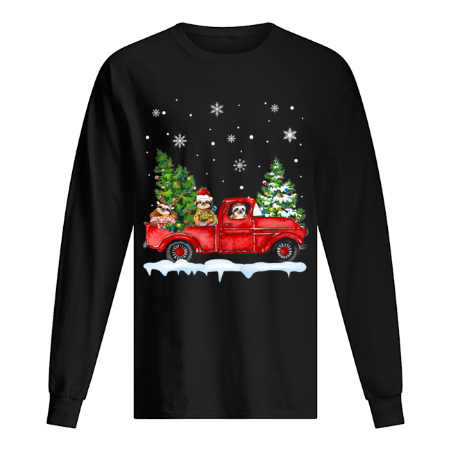 Sloth With Red Truck Christmas Holiday Gift T-Shirt Sloth With Red Truck Christmas Holiday Gift T-Shirt