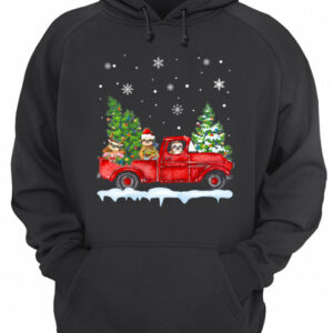 Sloth With Red Truck Christmas Holiday Gift T Shirt 3