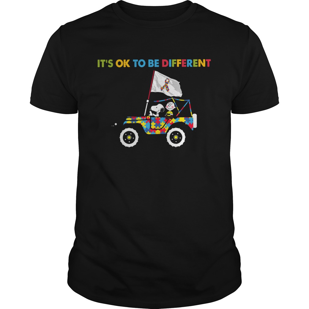 Snoopy And Charlie Brown Driving Autism Its Ok to Be Different shirt Snoopy And Charlie Brown Driving Autism Its Ok to Be Different shirt