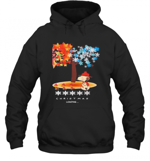 Snoopy And Woodstock Fall Leaves Snowflakes Tree Merry Christmas Loading T-Shirt Snoopy And Woodstock Fall Leaves Snowflakes Tree Merry Christmas Loading T-Shirt