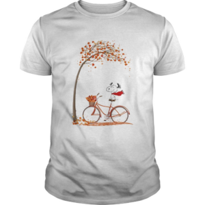 Snoopy and bicycle autumn yellow leaves shirt