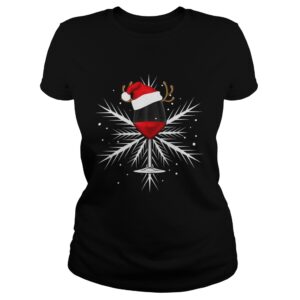 Snowflake wine with Santa hat shirt 4