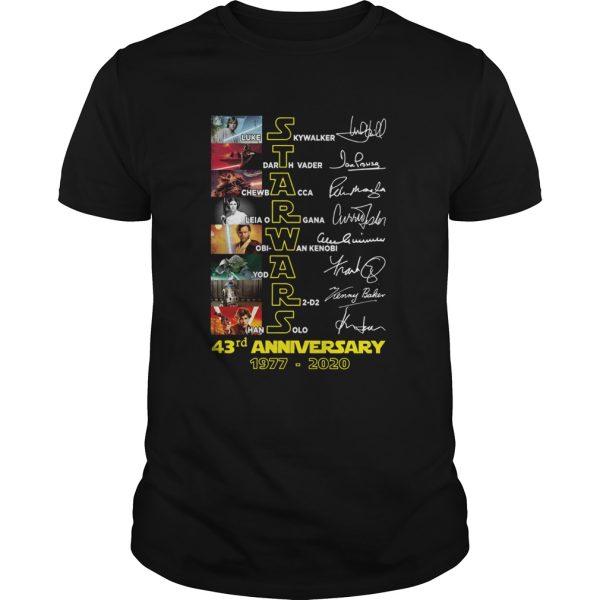 Star Wars Luke Skywalker Darth Vader Chewbacca 43rd Anniversary 1977 2020 Signatures shirt