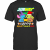 Stitch And Baby Yoda Subway Happy Hallothanksmas Halloween Thanksgiving Christmas T-Shirt
