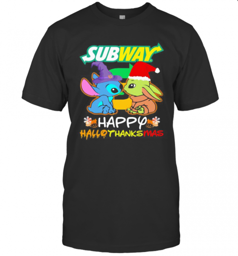 Stitch And Baby Yoda Subway Happy Hallothanksmas Halloween Thanksgiving Christmas T-Shirt Stitch And Baby Yoda Subway Happy Hallothanksmas Halloween Thanksgiving Christmas T-Shirt