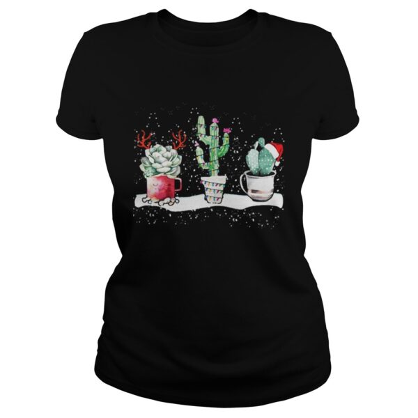 Succulent Christmas reindeer fairy lights and Santa hat shirt