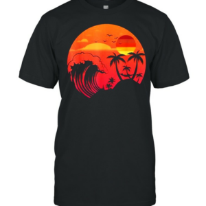 Summer Ocean Palm Trees Retro Vintage Beach Surf Sunset Shirt