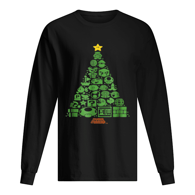 Super Mario Item Characters Christmas Tree Graphic shirt Super Mario Item Characters Christmas Tree Graphic shirt