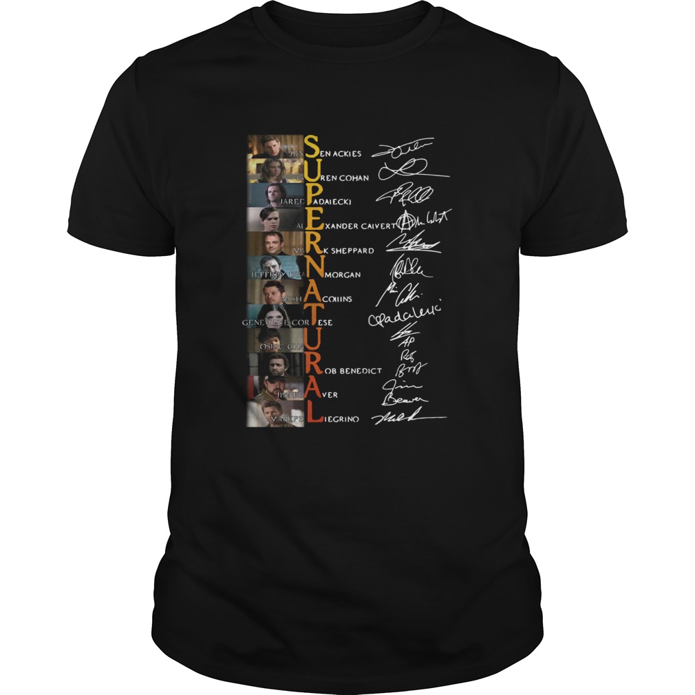 Supernatural all cast members signatures shirt Supernatural all cast members signatures shirt