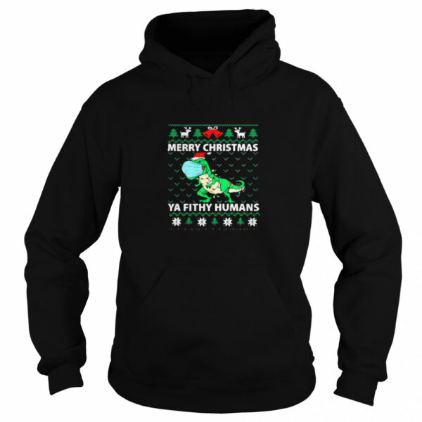 T rex merry christmas ya filthy face mask ugly shirt