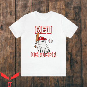 Take October T-Shirt Red October Phillies Baseball Ghost