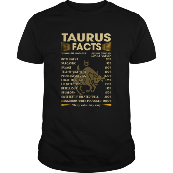Taurus Facts Serving per container Daily Value shirt