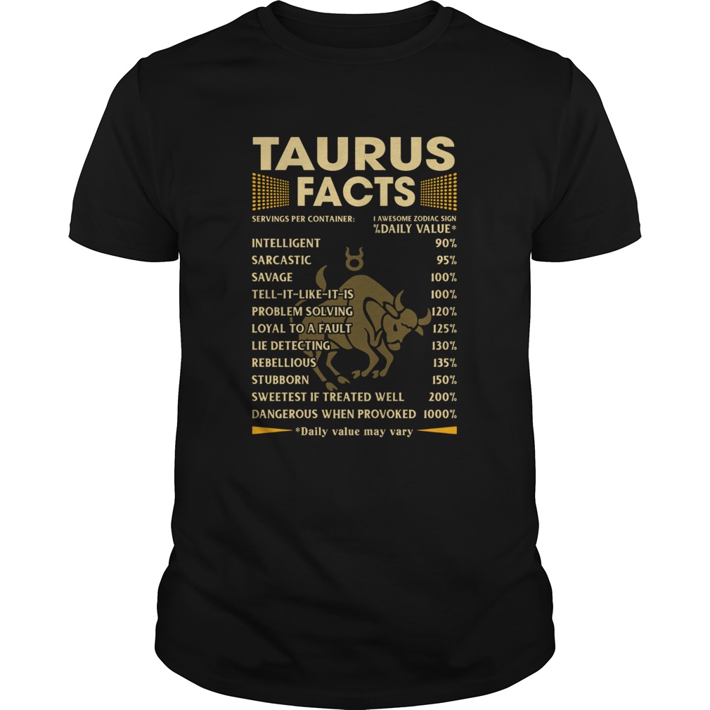 Taurus Facts Serving per container Daily Value shirt Taurus Facts Serving per container Daily Value shirt