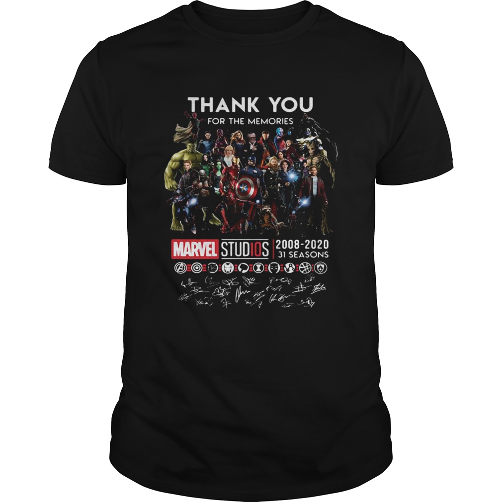 Thank you for the memories Marvel Studio all super heroes signed shirt Thank you for the memories Marvel Studio all super heroes signed shirt