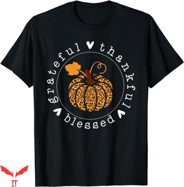 Thankful Grateful Blessed T-Shirt Leopard Pumpkin Trending