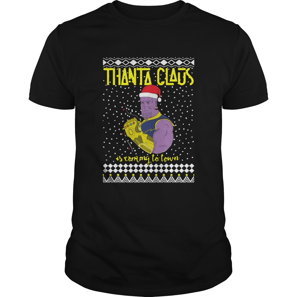 Thanta Claus Thanos Is Coming To Town Marvel Ugly Christmas shirt Thanta Claus Thanos Is Coming To Town Marvel Ugly Christmas shirt