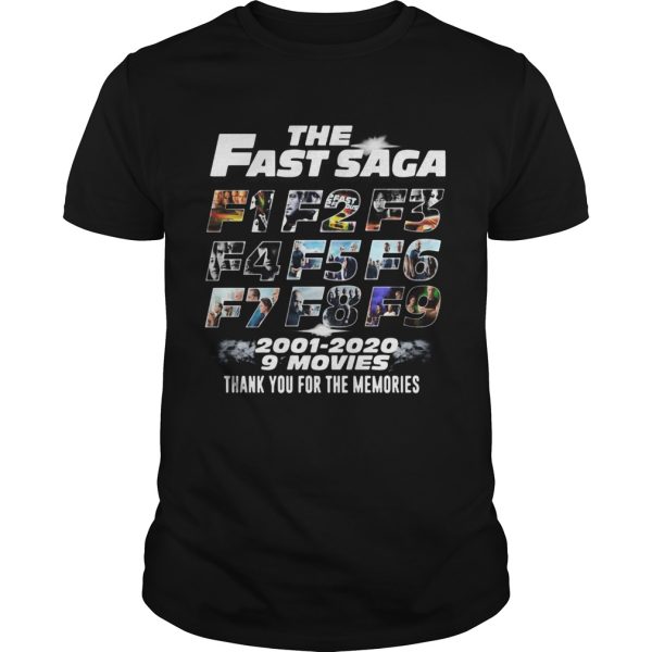 The Fast Saga 2001 2020 9 Movies Thank You For The Memories shirt