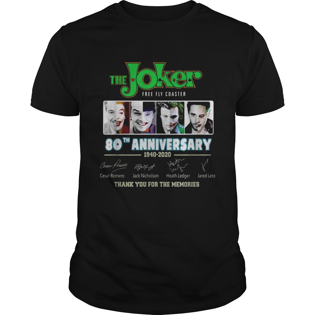 The Joker free fly Coaster 80th anniversary 1940 2020 signatures shirt The Joker free fly Coaster 80th anniversary 1940 2020 signatures shirt