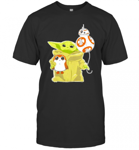 The Mandalorian Baby Yoda Hug Sad Porg T-Shirt The Mandalorian Baby Yoda Hug Sad Porg T-Shirt