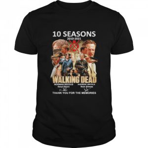 The Walking Dead 10 seasons 2010-2021 thank you for the memories signatures shirt