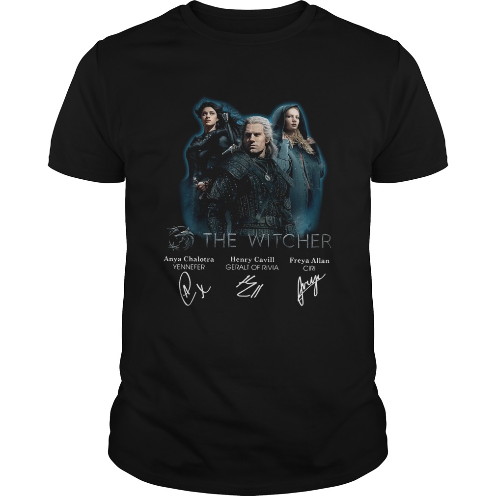 The Witcher Henry Cavill Freya Allan Anya Chalotra signatures shirt The Witcher Henry Cavill Freya Allan Anya Chalotra signatures shirt