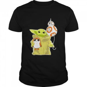 The mandalorian baby yoda hug sad porg shirt