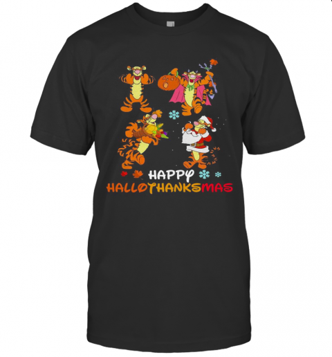 Tigger Disney Halloween And Merry Christmas Happy Hallothanksmas T-Shirt Tigger Disney Halloween And Merry Christmas Happy Hallothanksmas T-Shirt
