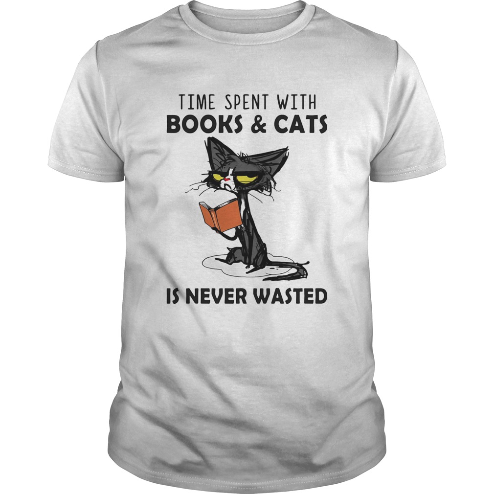 Time Spent With Books And Cats Is Never Wasted shirt Time Spent With Books And Cats Is Never Wasted shirt