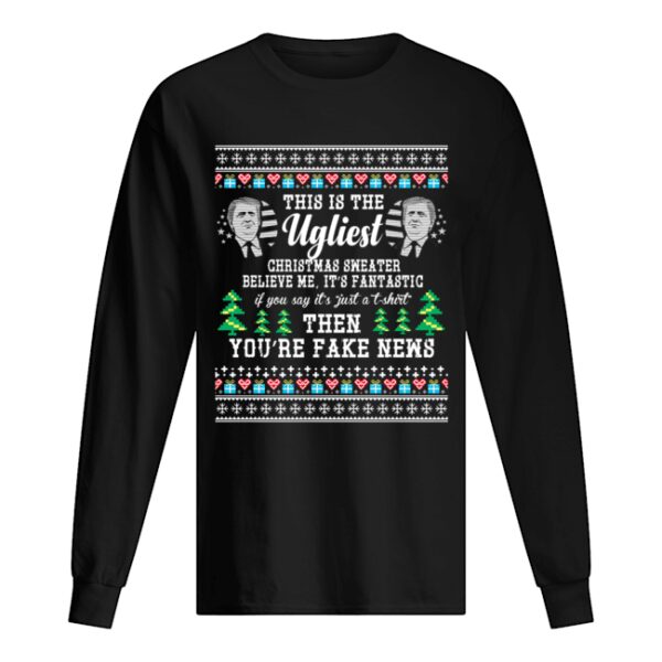 Trump Ugly Christmas Sweater Fantastic Fake News T-Shirt