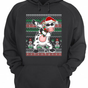 Ugly Christmas Dabbing Santa Cow T Shirt 3