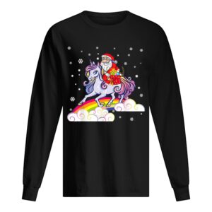 Unicorn Christmas Shirt Girls Santa Kids Women Gifts Xmas T-Shirt