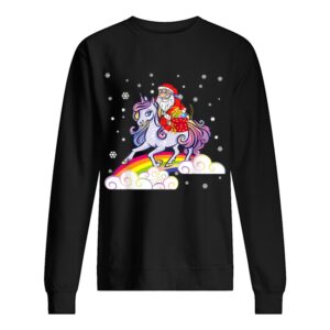 Unicorn Christmas Shirt Girls Santa Kids Women Gifts Xmas T-Shirt