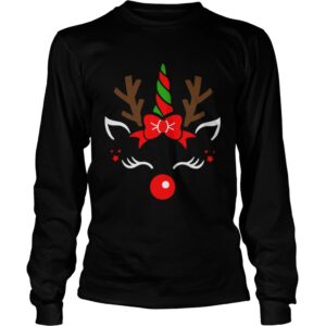 Unicorn Face Reindeer Antlers Christmas Funny Pet Kids Gifts shirt