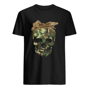 Veteran Skull wearing bandana leopard shirt