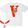 Vlone Red T-shirt Red Vlone Logo and Angles With Gun T-shirt