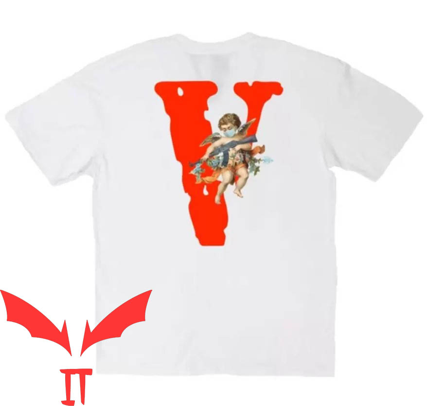 Vlone Red T-shirt Red Vlone Logo and Angles With Gun T-shirt Vlone Red T-shirt Red Vlone Logo and Angles With Gun T-shirt