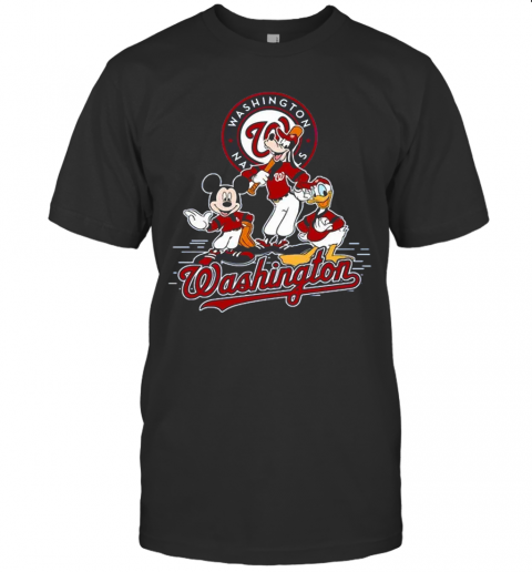 Washington Nationals Mickey Donald And Goofy Baseball T-Shirt Washington Nationals Mickey Donald And Goofy Baseball T-Shirt