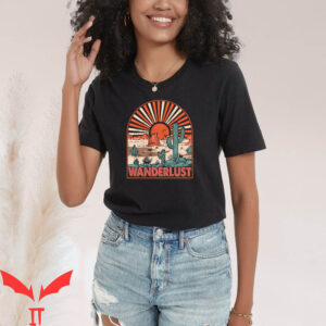Western Graphic T-Shirt Wanderlust Desert Dust Cactus Skull