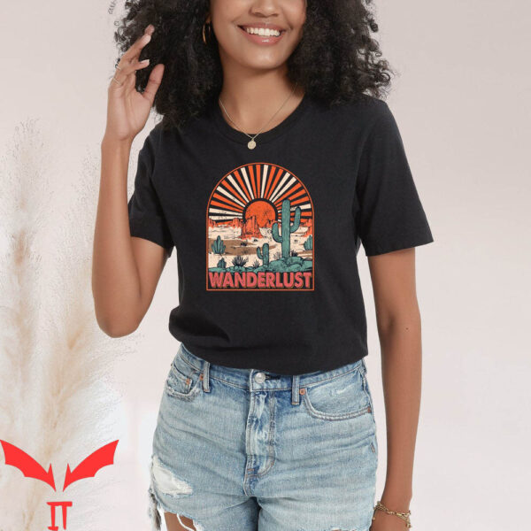 Western Graphic T-Shirt Wanderlust Desert Dust Cactus Skull