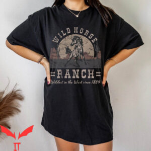 Western Graphic T-Shirt Wild Horse Ranch Distressed Tee