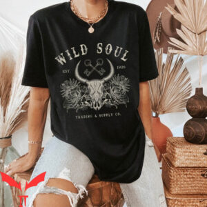 Western Graphic T-Shirt Wild Soul Southwes Boho Cow Skull