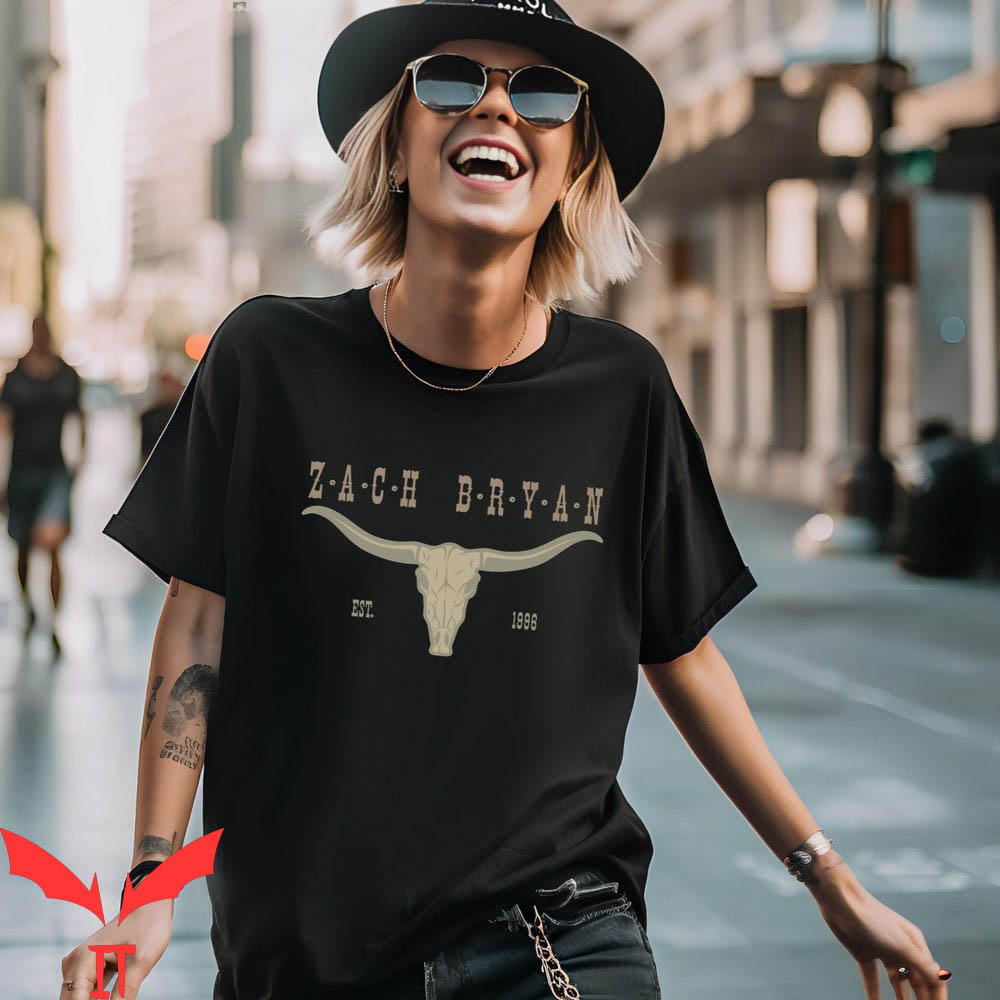 Western Graphic T-Shirt Zach Bryan Est 1996 Bullhead Country Western Graphic T-Shirt Zach Bryan Est 1996 Bullhead Country