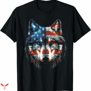 Wolf Ripping T-shirt America Flag