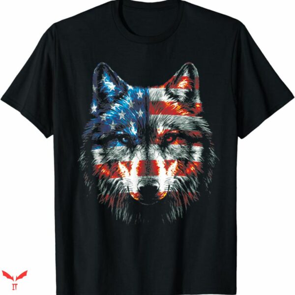 Wolf Ripping T-shirt America Flag