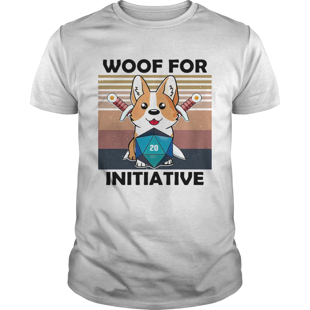 Woof For Initiative Corgi D20 RPG Gamer Vintage Retro shirt Woof For Initiative Corgi D20 RPG Gamer Vintage Retro shirt